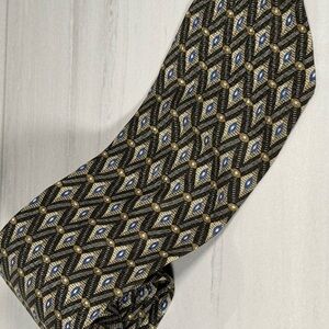Forbes collection Black and Blue Geometric Silk Tie